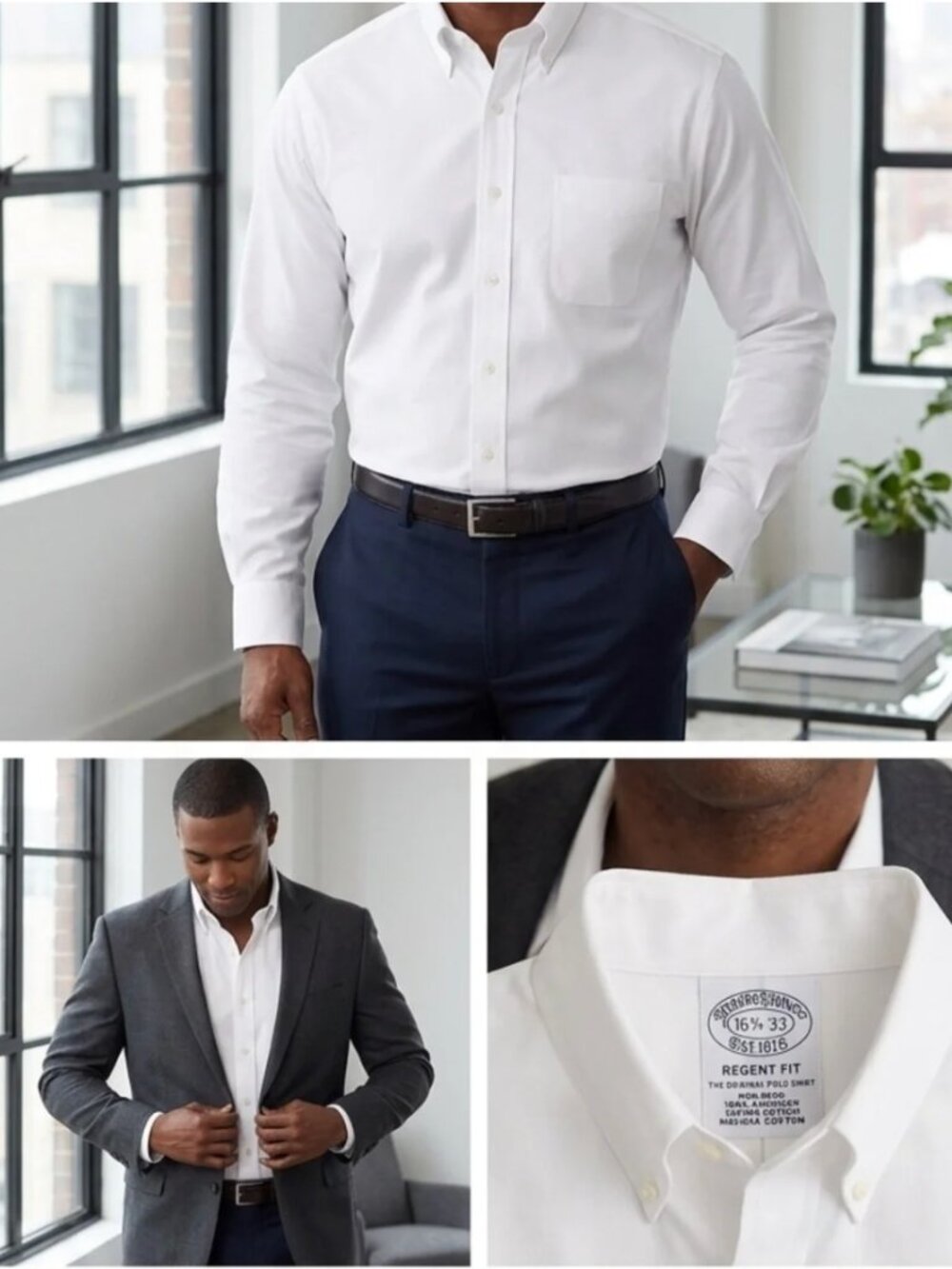 Brooks Brothers 1818 Regent Men's White Button-Down Dress Shirt